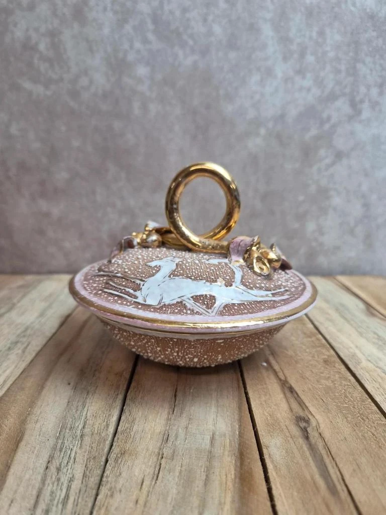 Boîte vintage en céramique M.i.c.a. Italy – décor doré